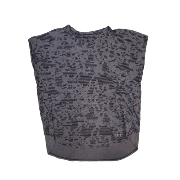 Under Armour‎ Women's Grey Digital Print Boxy Workout Shirt Size Large - Picture 1 of 5